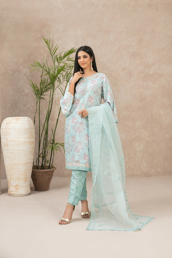 AMAVI 3pcs Stitched luxury Emb Organza [D-9086]