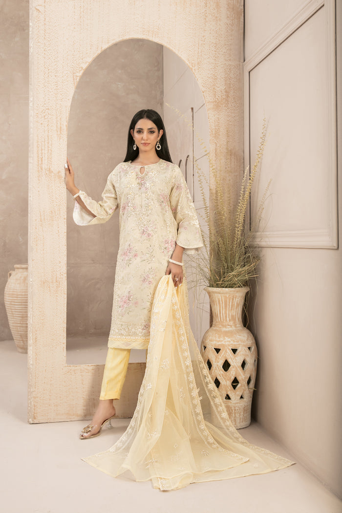 AMAVI 3pcs Stitched luxury Emb Organza [D-9083]