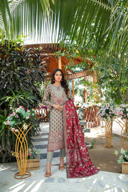 Gulbahar 3pcs Un-Stitched Emb Printed Lawn [D-2787]