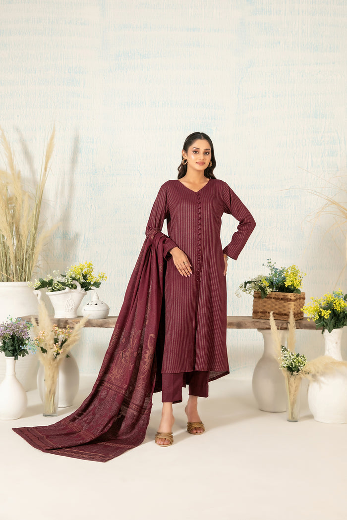 Sareen 3pcs Un-Stitched Fancy Leather Peach [D-5549]