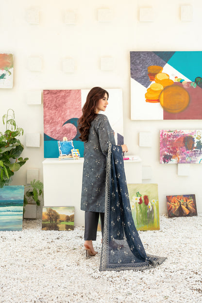 Qalaa 3pcs Stitched Printed Chamki Lawn [D-3625]