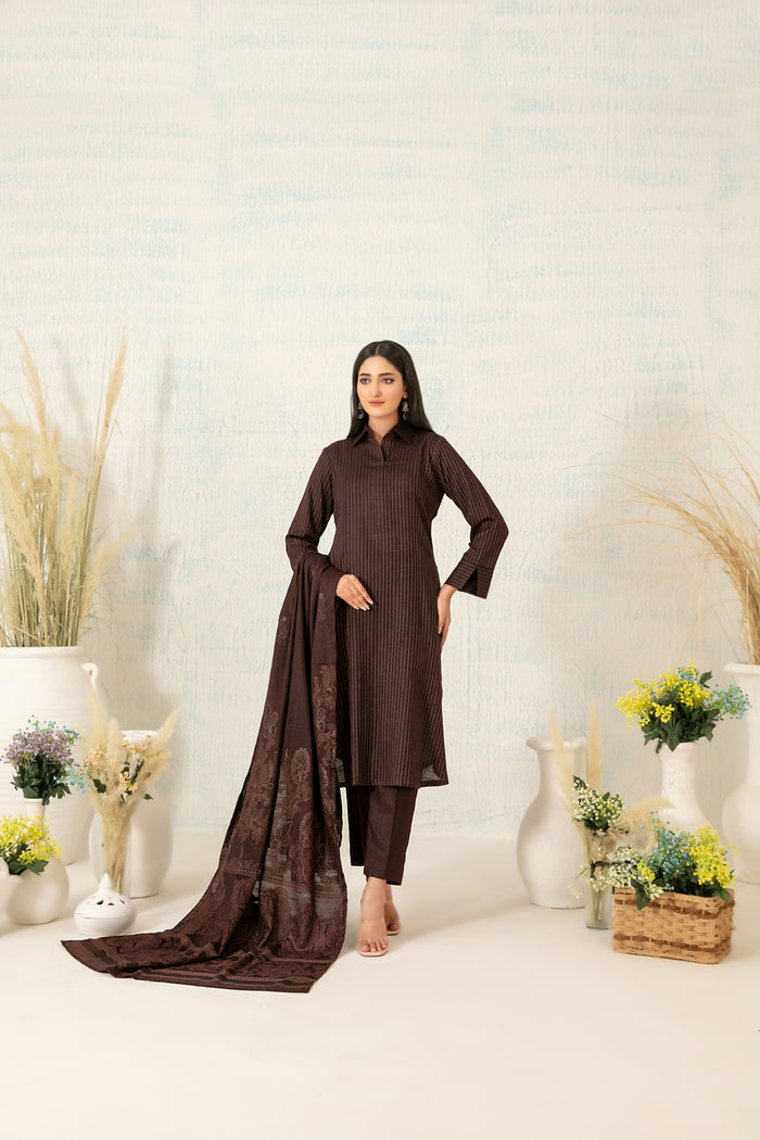 Sareen 3pcs Un-Stitched Fancy Leather Peach [D-5548]