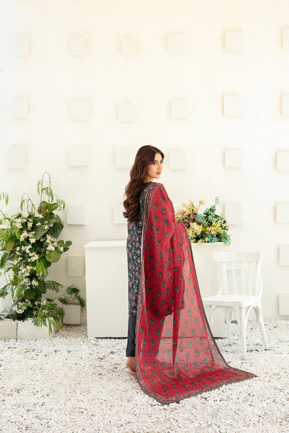 Qalaa 3pcs Stitched Printed Chamki Lawn [D-3626]