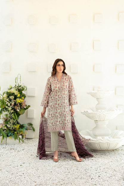 Qalaa 3pcs Stitched Printed Chamki Lawn [D-3620]