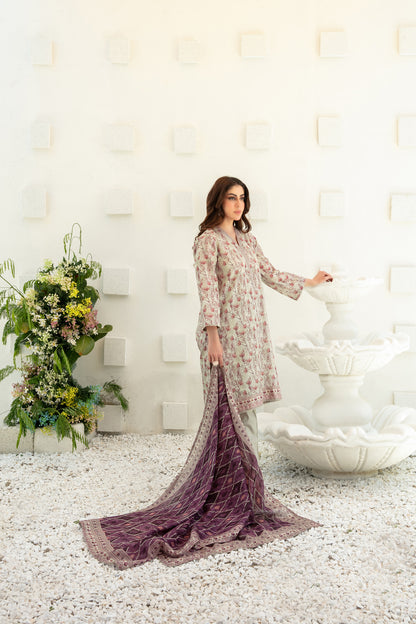 Qalaa 3pcs Stitched Printed Chamki Lawn [D-3620]