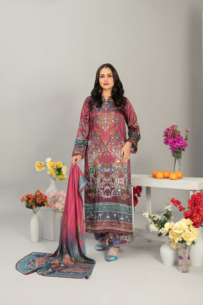 Fiorella 1-pcs Stitched Printed Silk [D-5556]