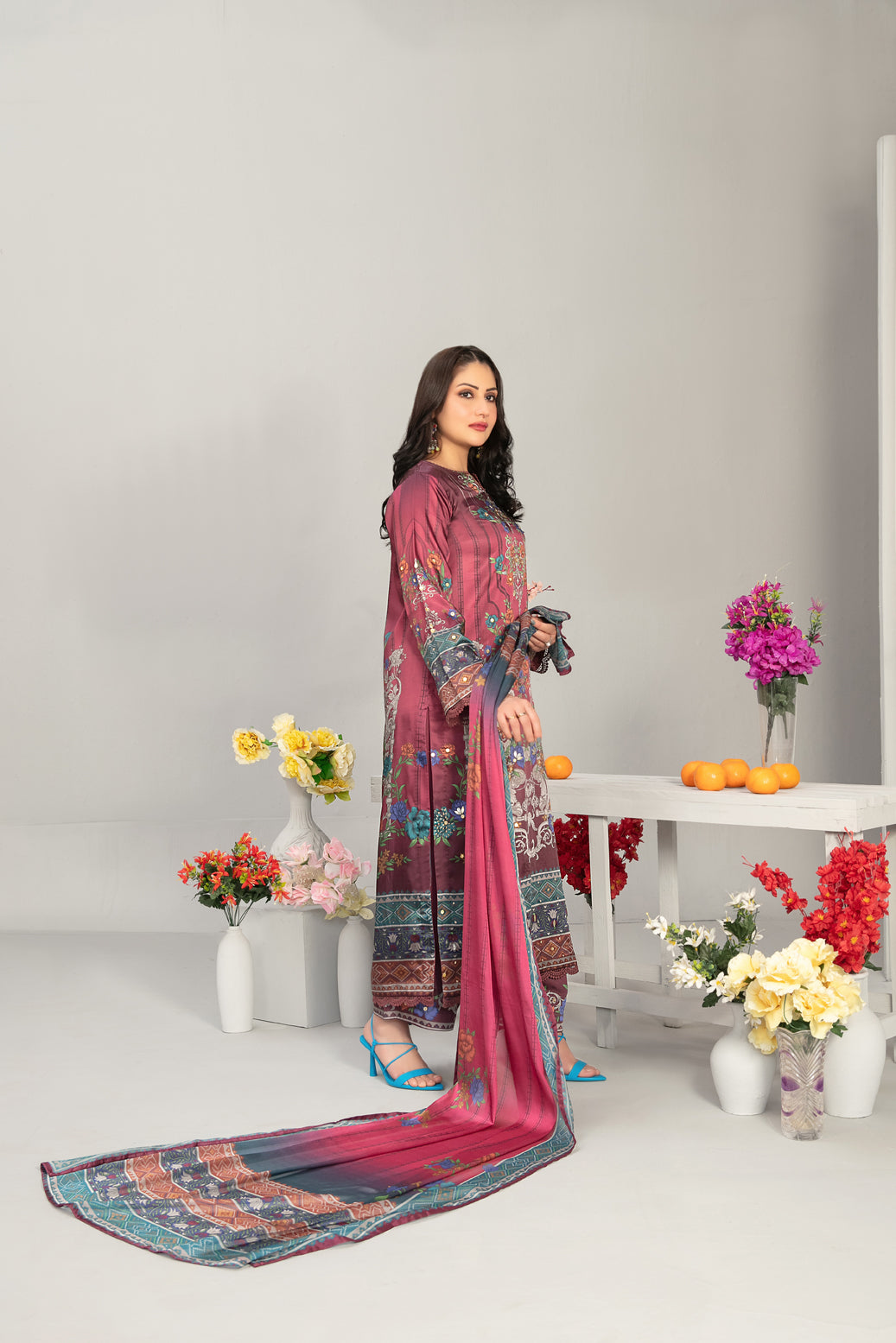 Fiorella 1-pcs Stitched Printed Silk [D-5556]