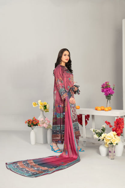 Fiorella 1-pcs Stitched Printed Silk [D-5556]