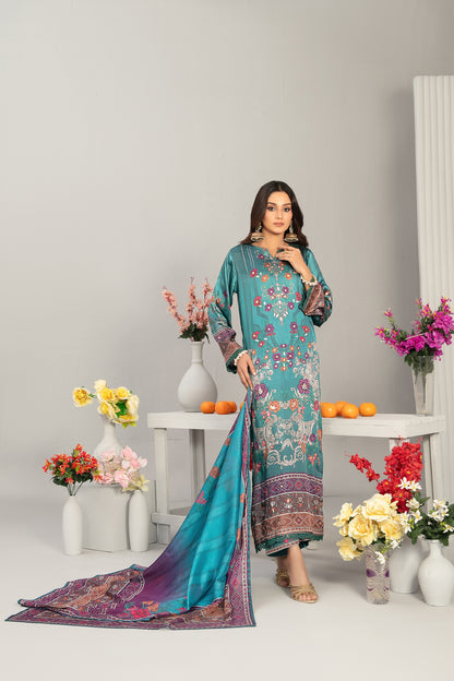 Fiorella 1-pcs Stitched Printed Silk [D-5557]