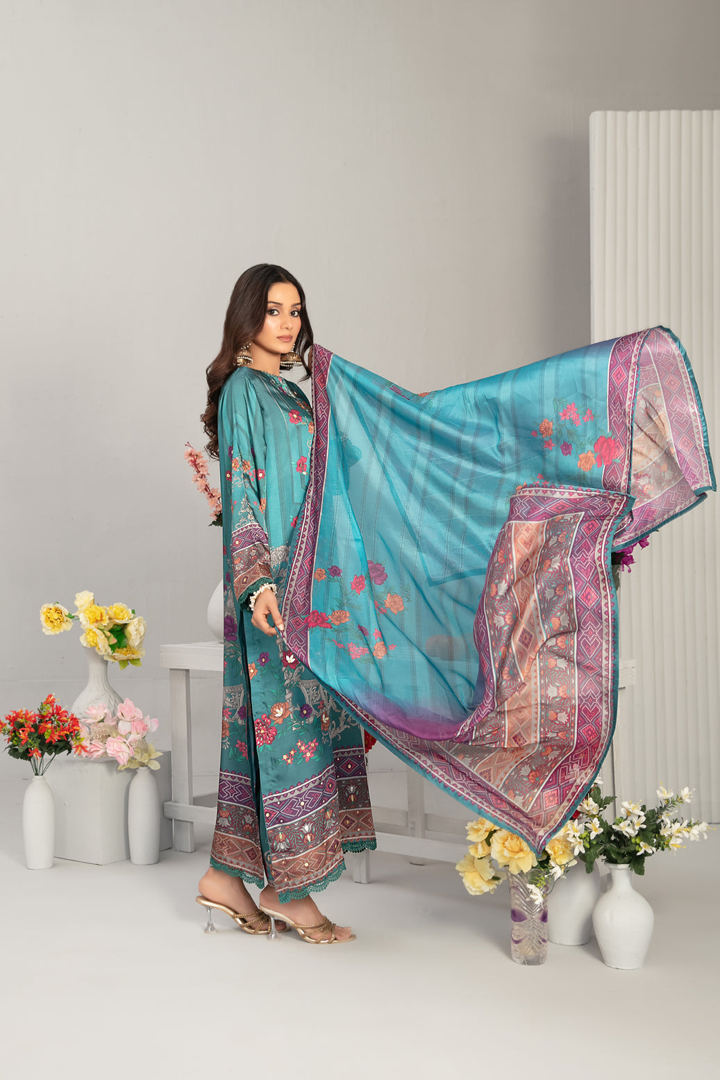 Fiorella 1-pcs Stitched Printed Silk [D-5557]