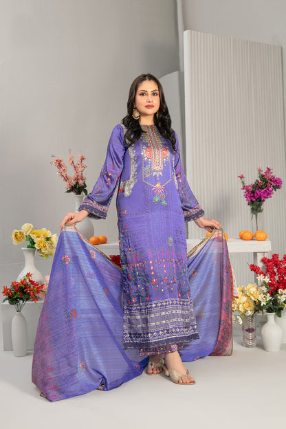 Fiorella 1-pcs Stitched Printed Silk [D-5555]