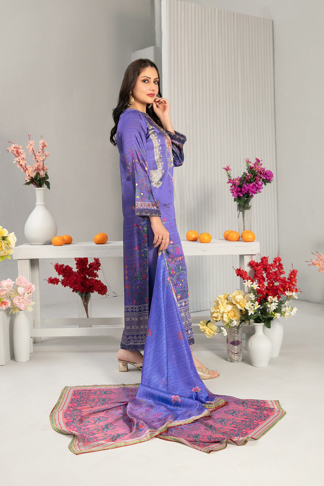 Fiorella 1-pcs Stitched Printed Silk [D-5555]