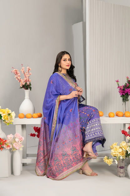 Fiorella 1-pcs Stitched Printed Silk [D-5555]