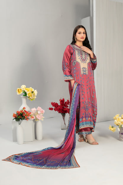 Fiorella 1-pcs Stitched Printed Silk [D-5559]
