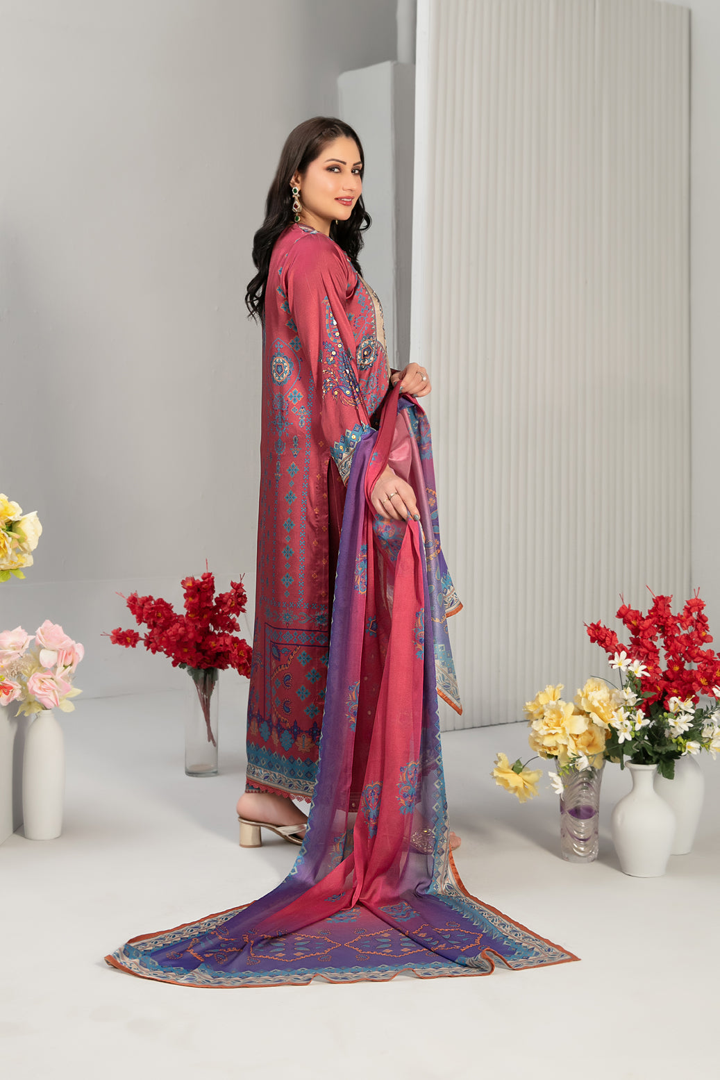 Fiorella 1-pcs Stitched Printed Silk [D-5559]
