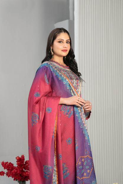 Fiorella 1-pcs Stitched Printed Silk [D-5559]