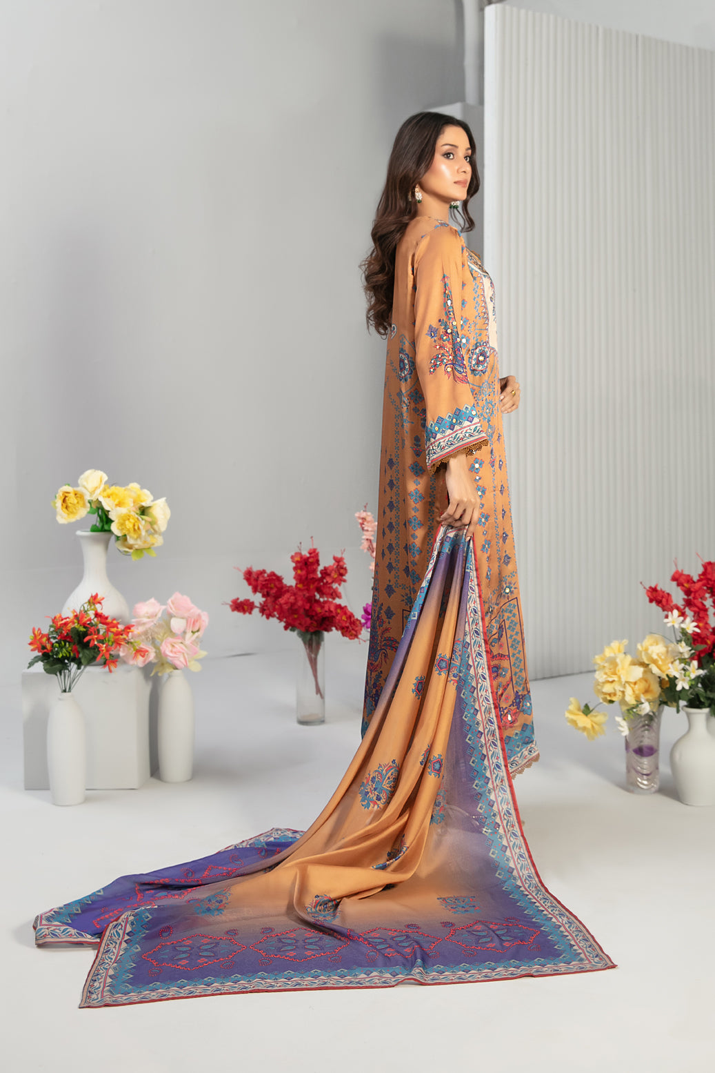 Fiorella 1-pcs Stitched Printed Silk [D-5560]