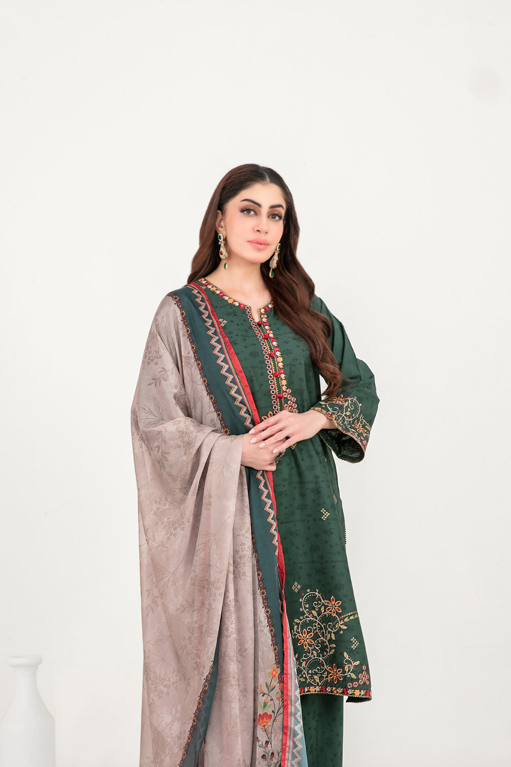 Dijaa Vol-1 Stitched Emb Cotton [D-3034]