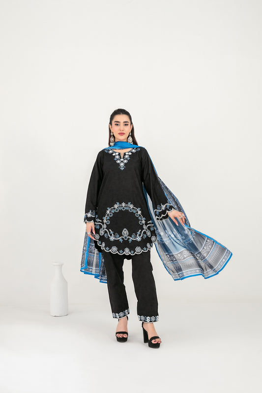 LONI 3pcs Stitched Embroidered Cotton [D-4497]