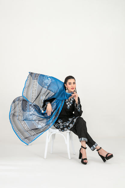 LONI 3pcs Stitched Embroidered Cotton [D-4497]