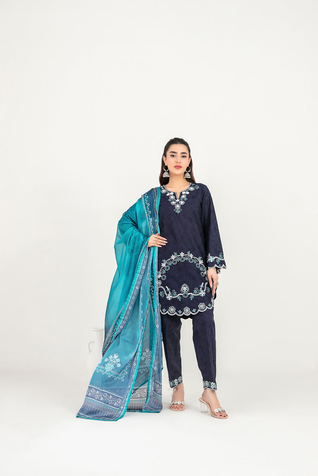 LONI 3pcs Stitched Embroidered Cotton [D-4491]