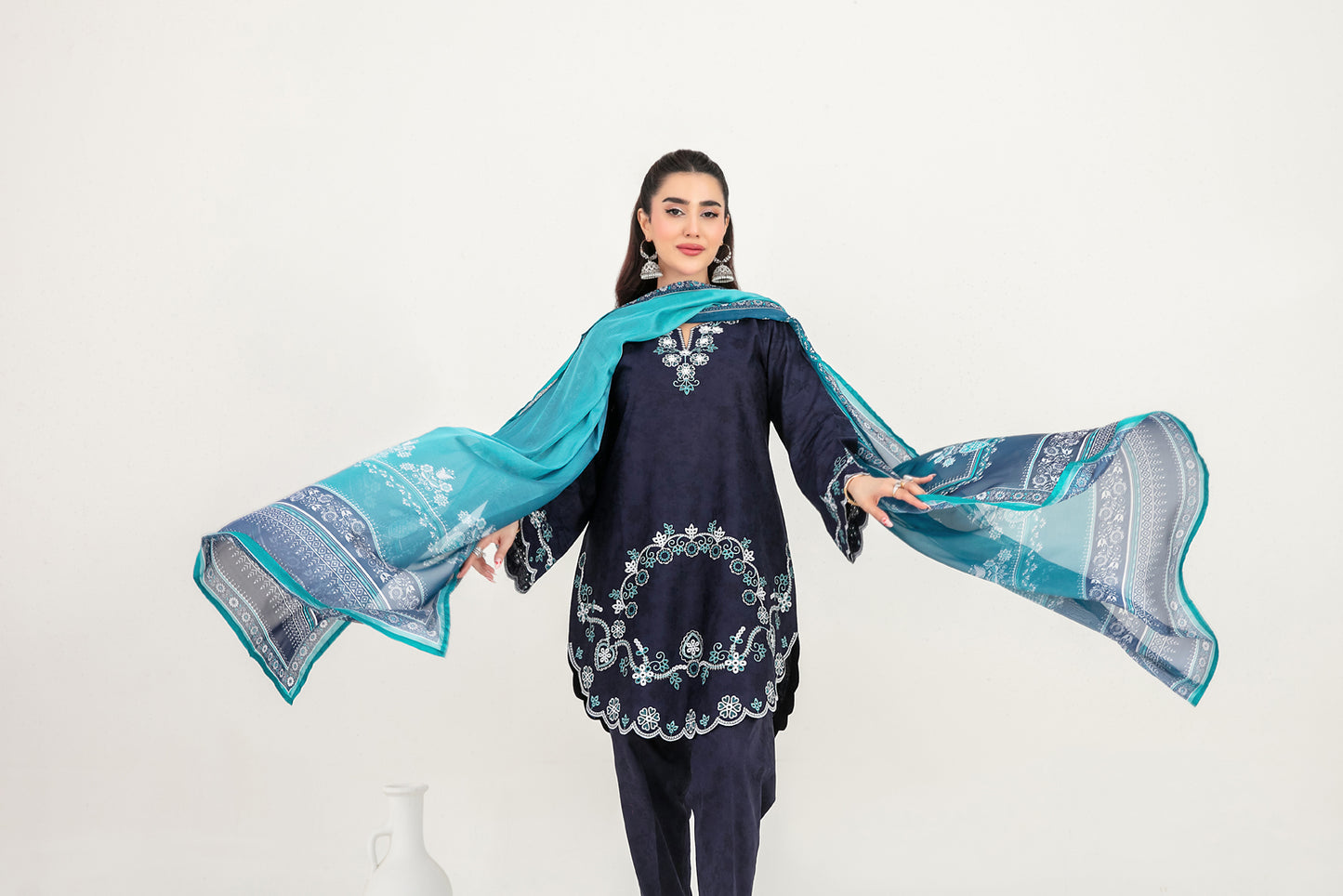 LONI 3pcs Stitched Embroidered Cotton [D-4491]