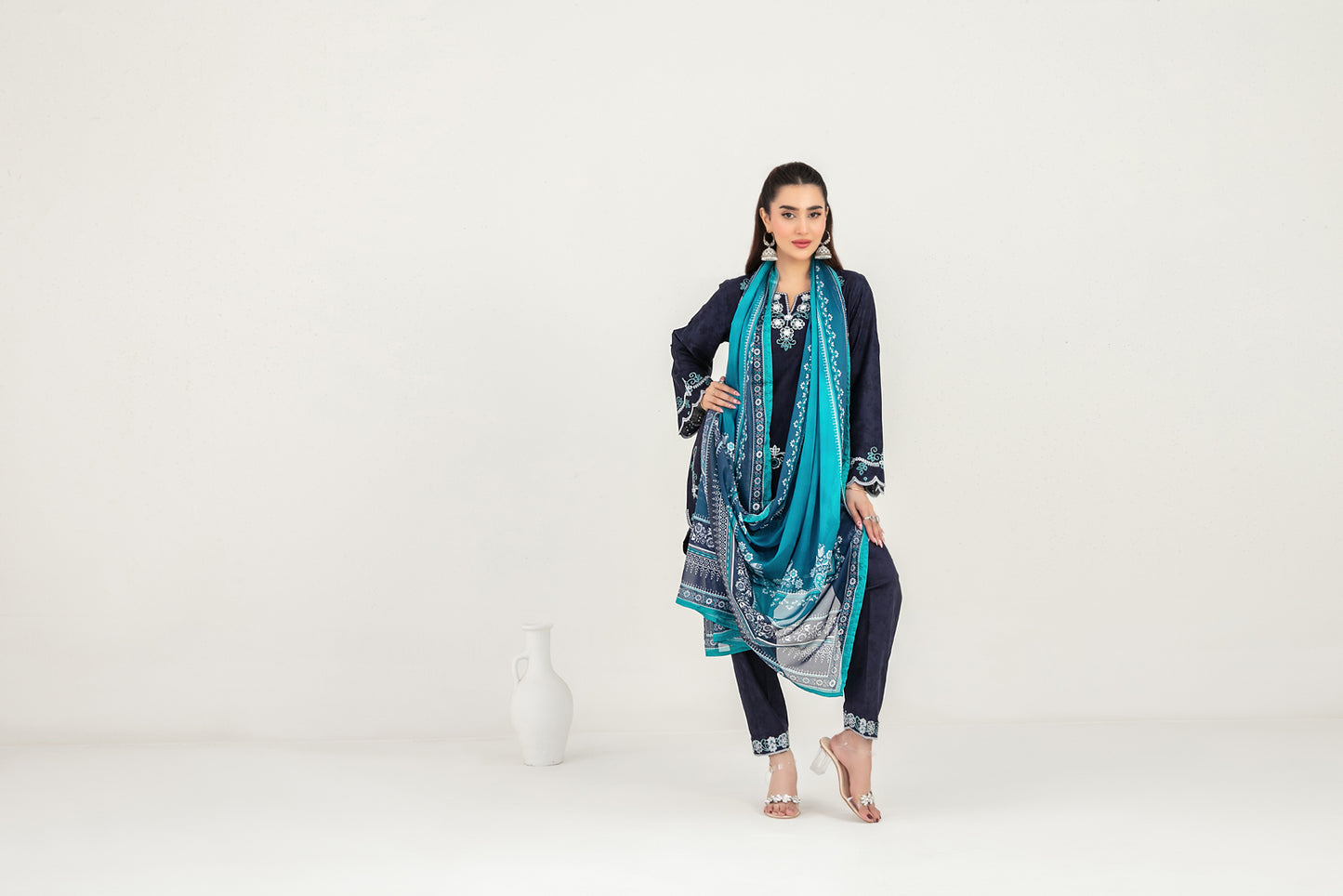 LONI 3pcs Stitched Embroidered Cotton [D-4491]