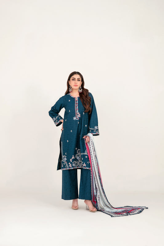 LONI 3pcs Stitched Embroidered Cotton [D-4495]
