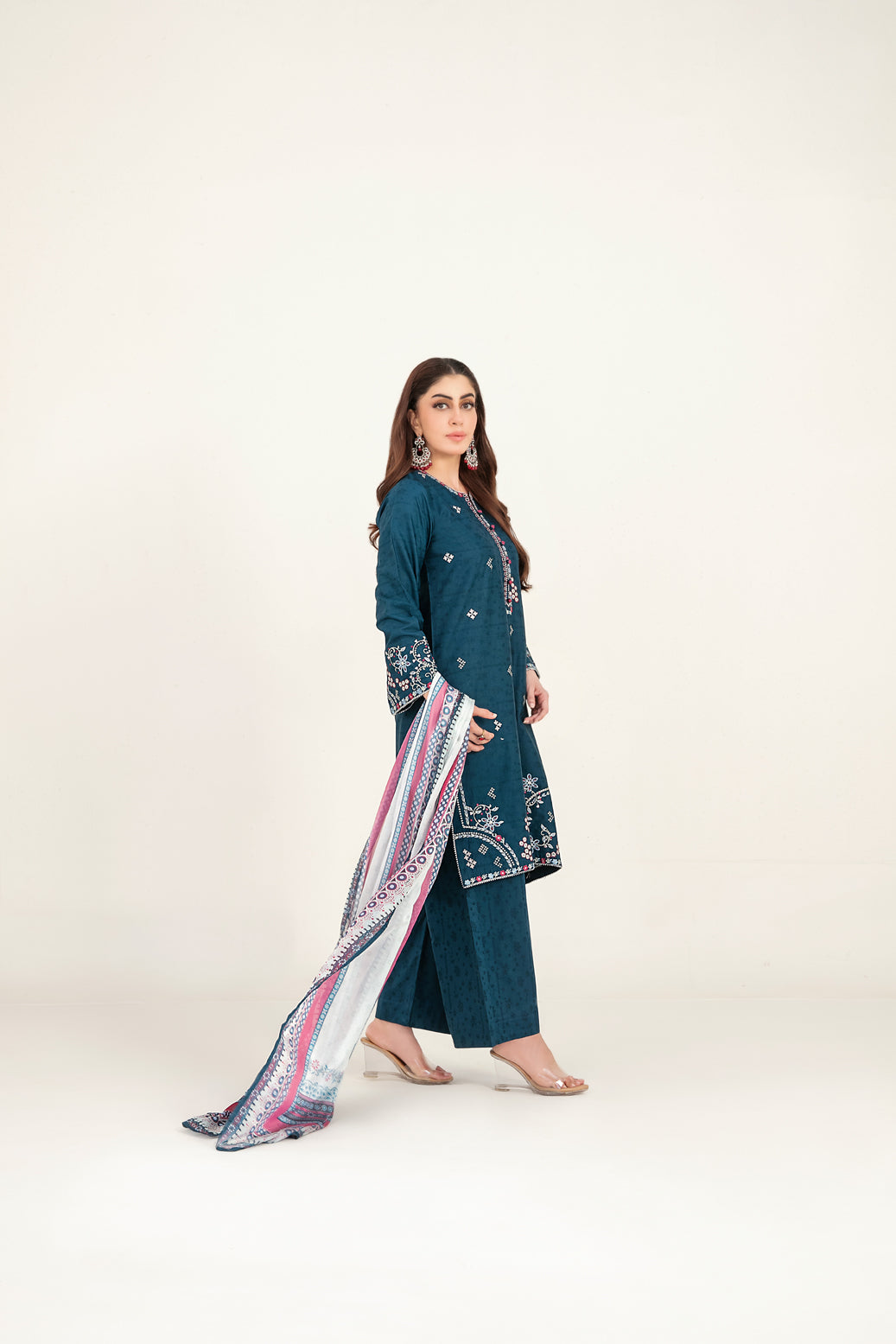 LONI 3pcs Stitched Embroidered Cotton [D-4495]