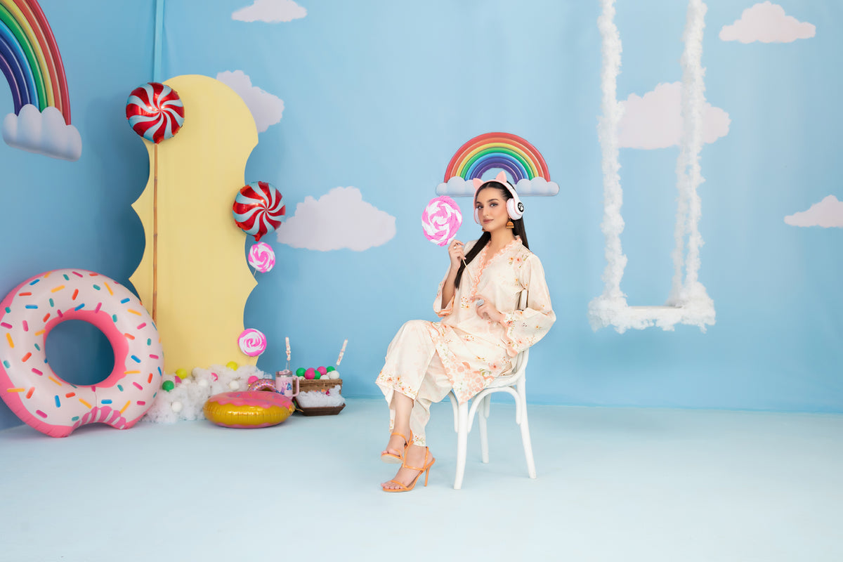 CLOUDS 2pcs Stitched Printed Crepe [D-4970]