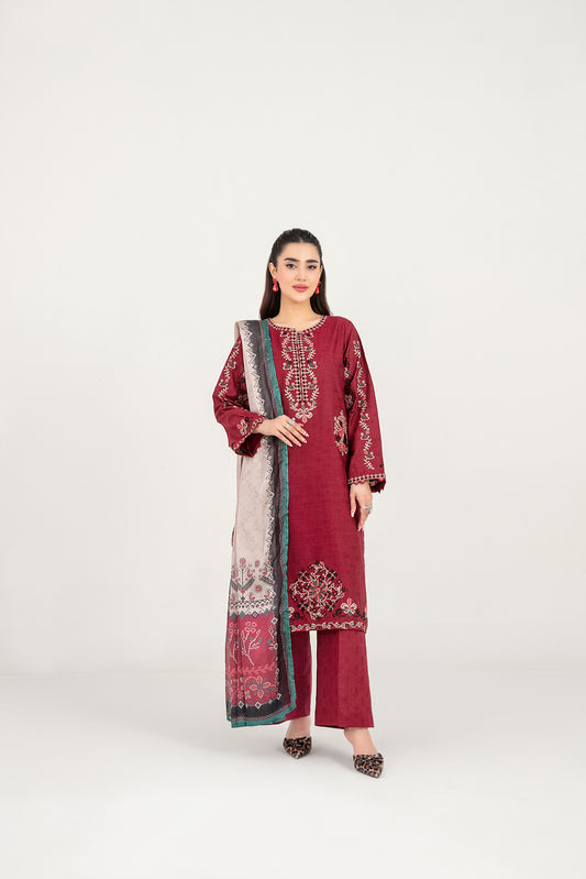 LONI 3pcs Stitched Embroidered Cotton [D-4492]
