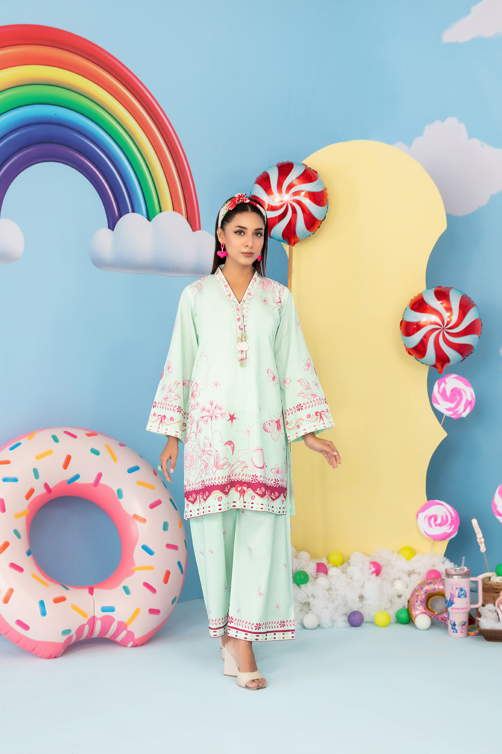 CLOUDS 2pcs Stitched Printed Crepe [D-4975]