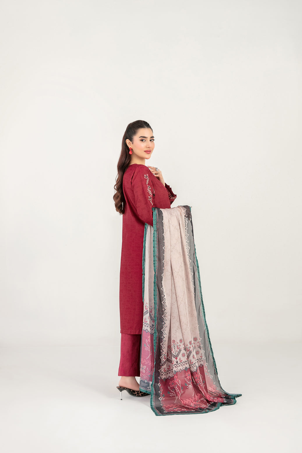 LONI 3pcs Stitched Embroidered Cotton [D-4492]