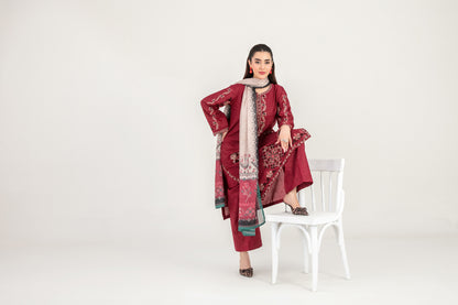 LONI 3pcs Stitched Embroidered Cotton [D-4492]