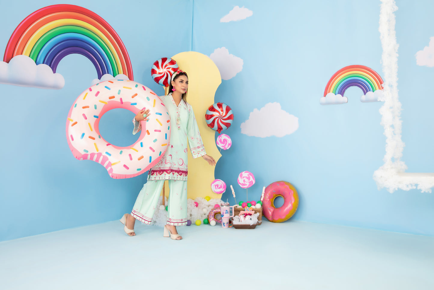 CLOUDS 2pcs Stitched Printed Crepe [D-4975]