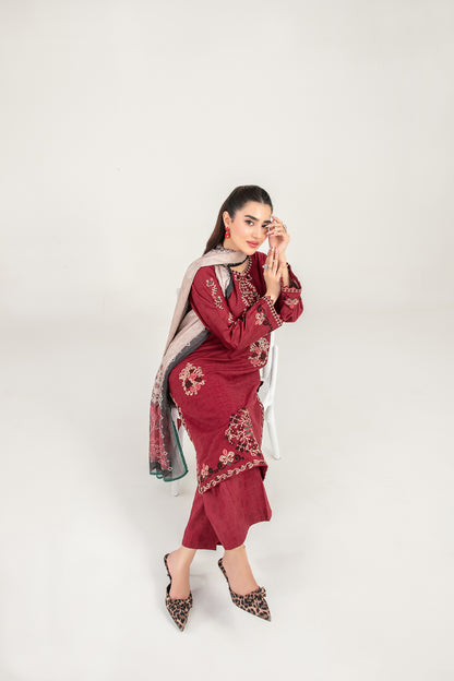 LONI 3pcs Stitched Embroidered Cotton [D-4492]