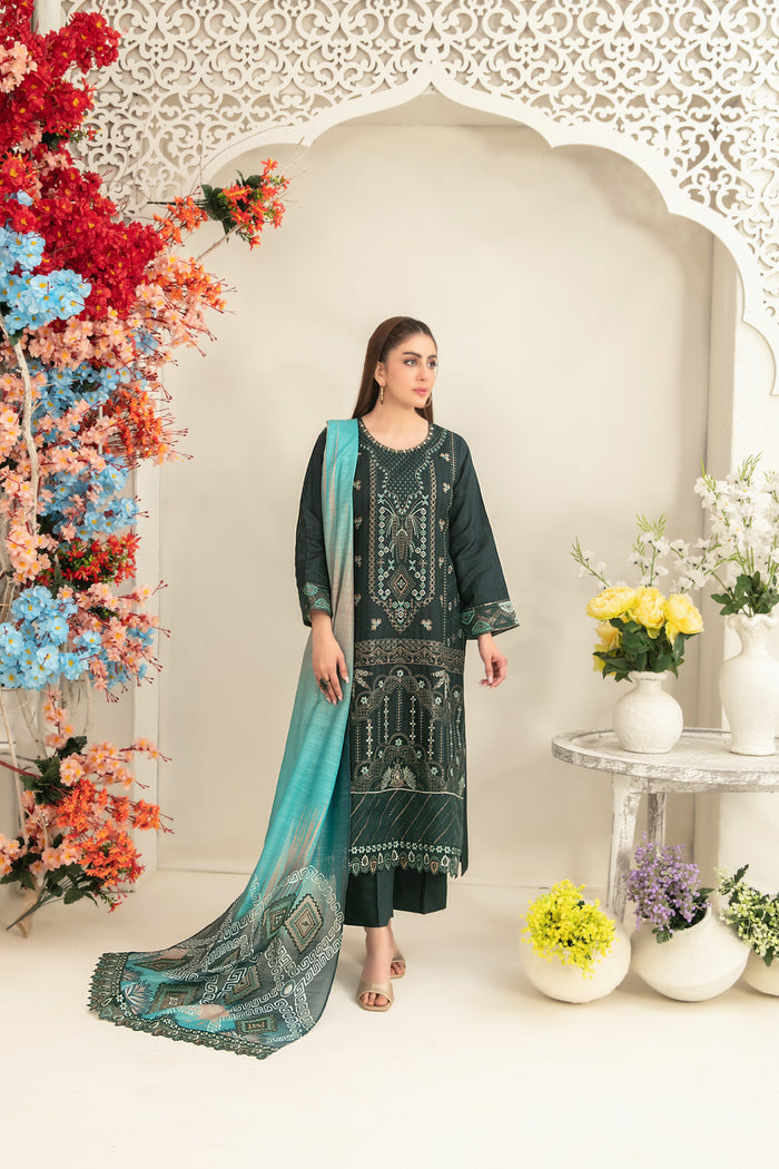 Ziya 3pcs Semi-Stitched Emb Viscose [D-5252]
