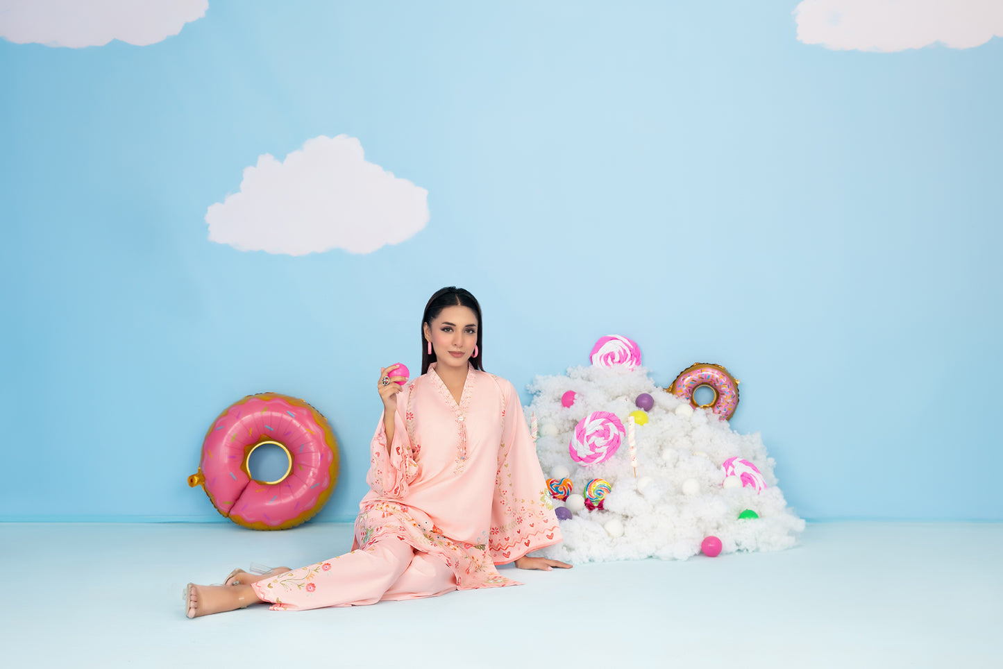 CLOUDS 2pcs Stitched Printed Crepe [D-4973]