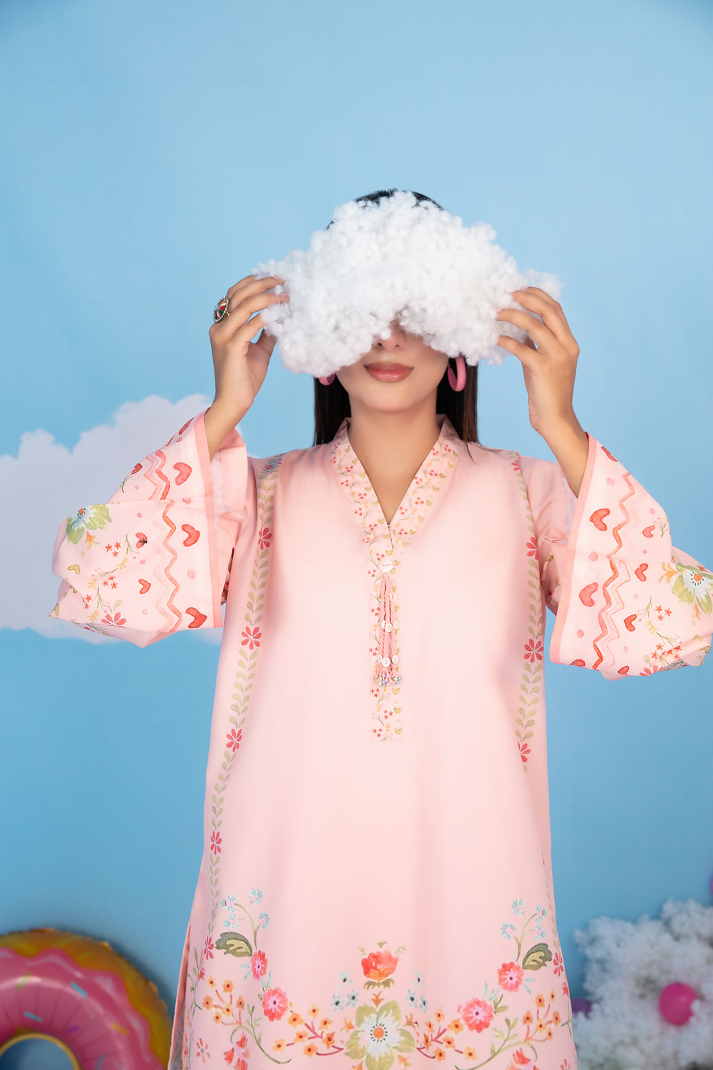 CLOUDS 2pcs Stitched Printed Crepe [D-4973]