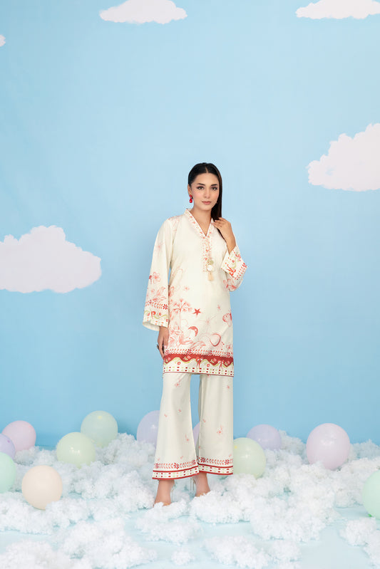 CLOUDS 2pcs Stitched Printed Crepe [D-4971]