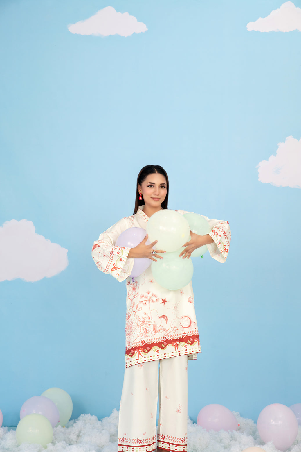 CLOUDS 2pcs Stitched Printed Crepe [D-4971]