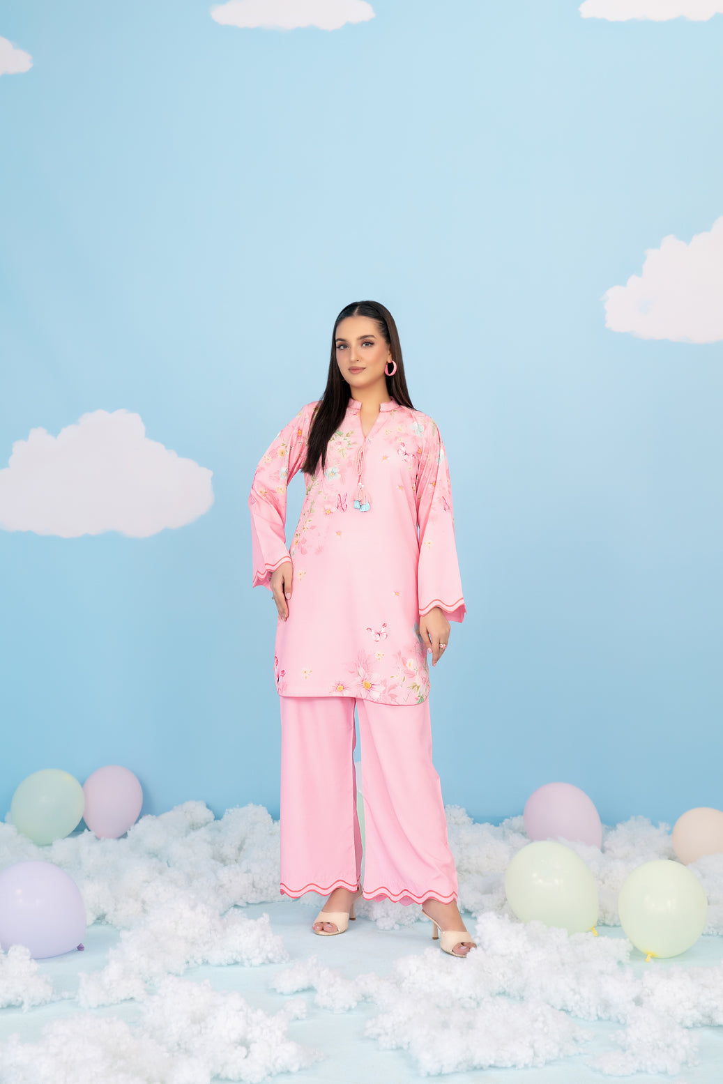 CLOUDS 2pcs Stitched Printed Crepe [D-4968]