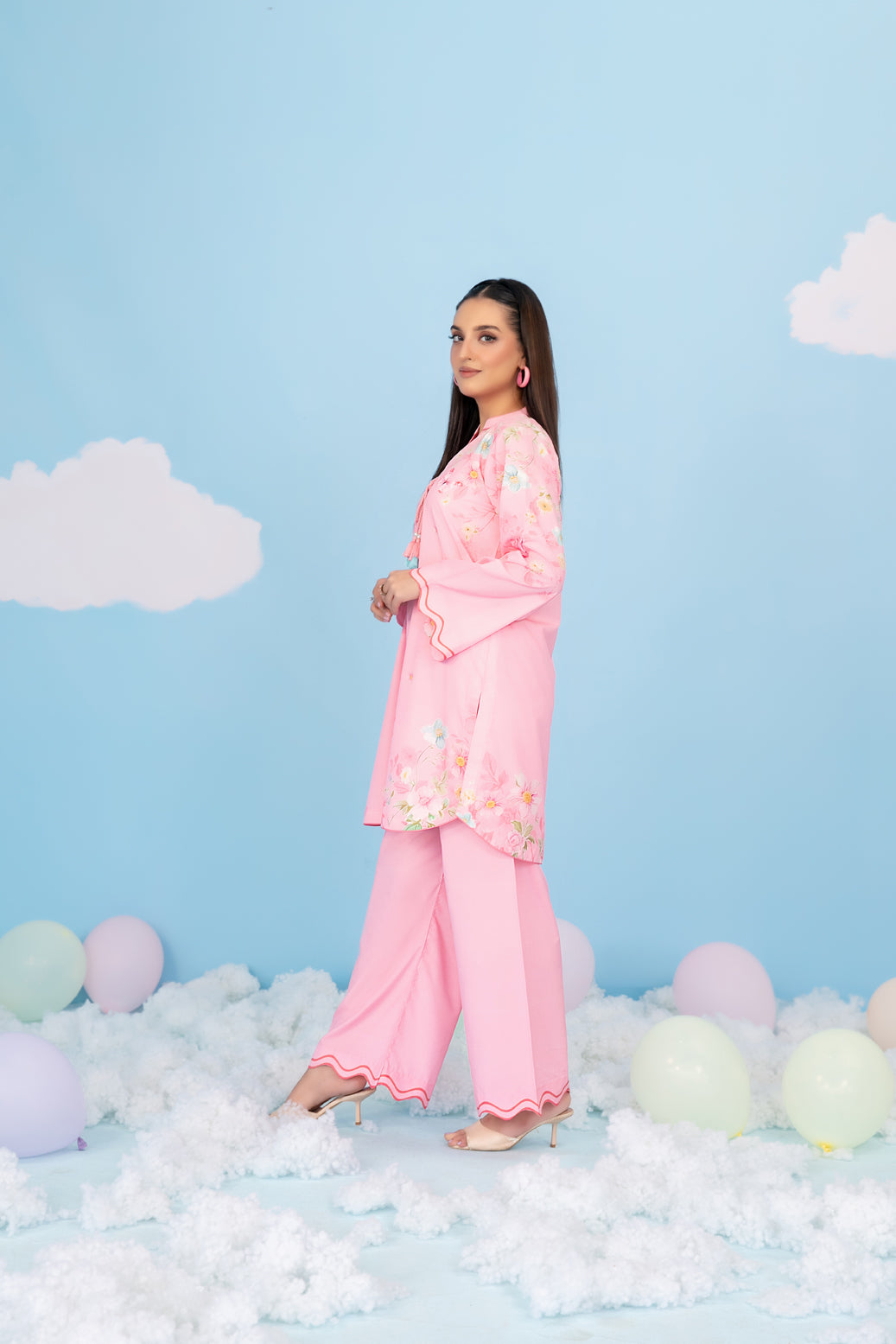 CLOUDS 2pcs Stitched Printed Crepe [D-4968]