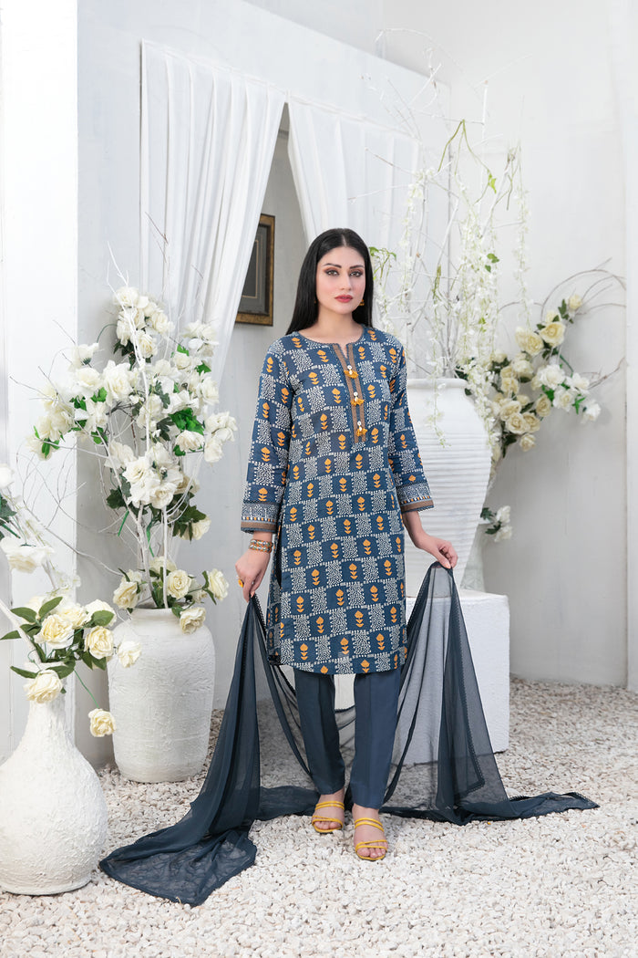 Guliz 3Pcs Stitched Printed  Lawn [D-3031]