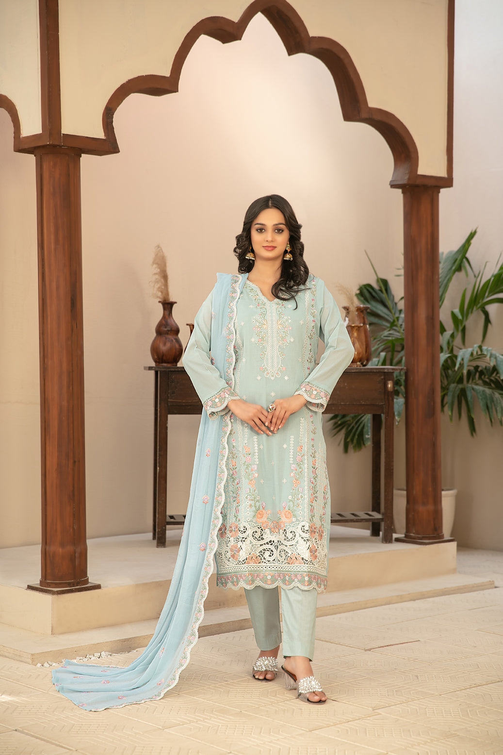 Arfiya 3pcs Un-Stitched Emb Swiss Lawn [D-2613]