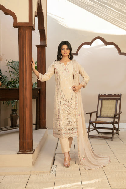 Arfiya 3pcs Un-Stitched Emb Swiss Lawn [D-2615]