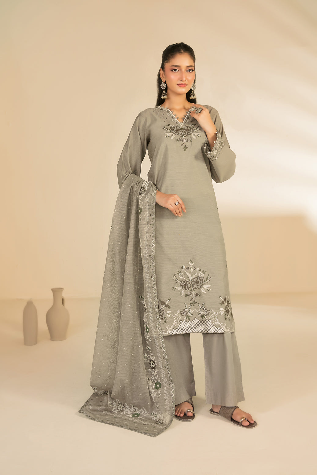 NAHIA 3pcs Stitched Emb Khadi [D-2815]