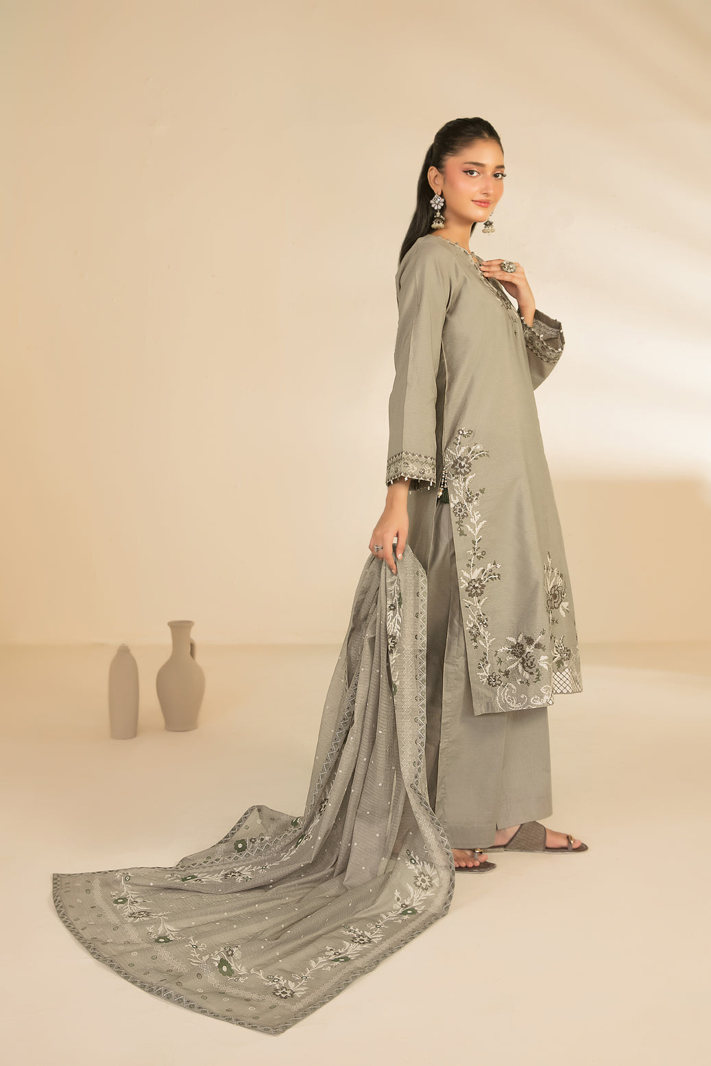 NAHIA 3pcs Stitched Emb Khadi [D-2815]