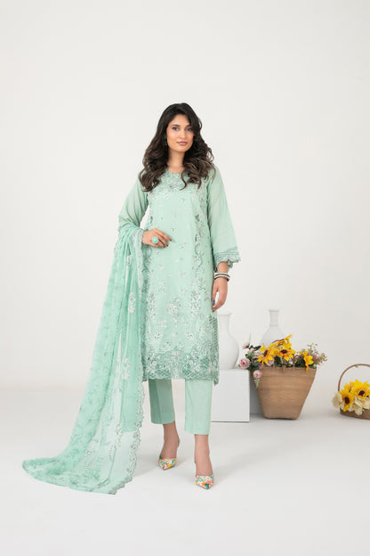 Rubai 3pcs Un-Stitched Emb Slub Lawn [D-3828]