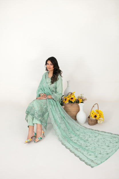 Rubai 3pcs Un-Stitched Emb Slub Lawn [D-3828]